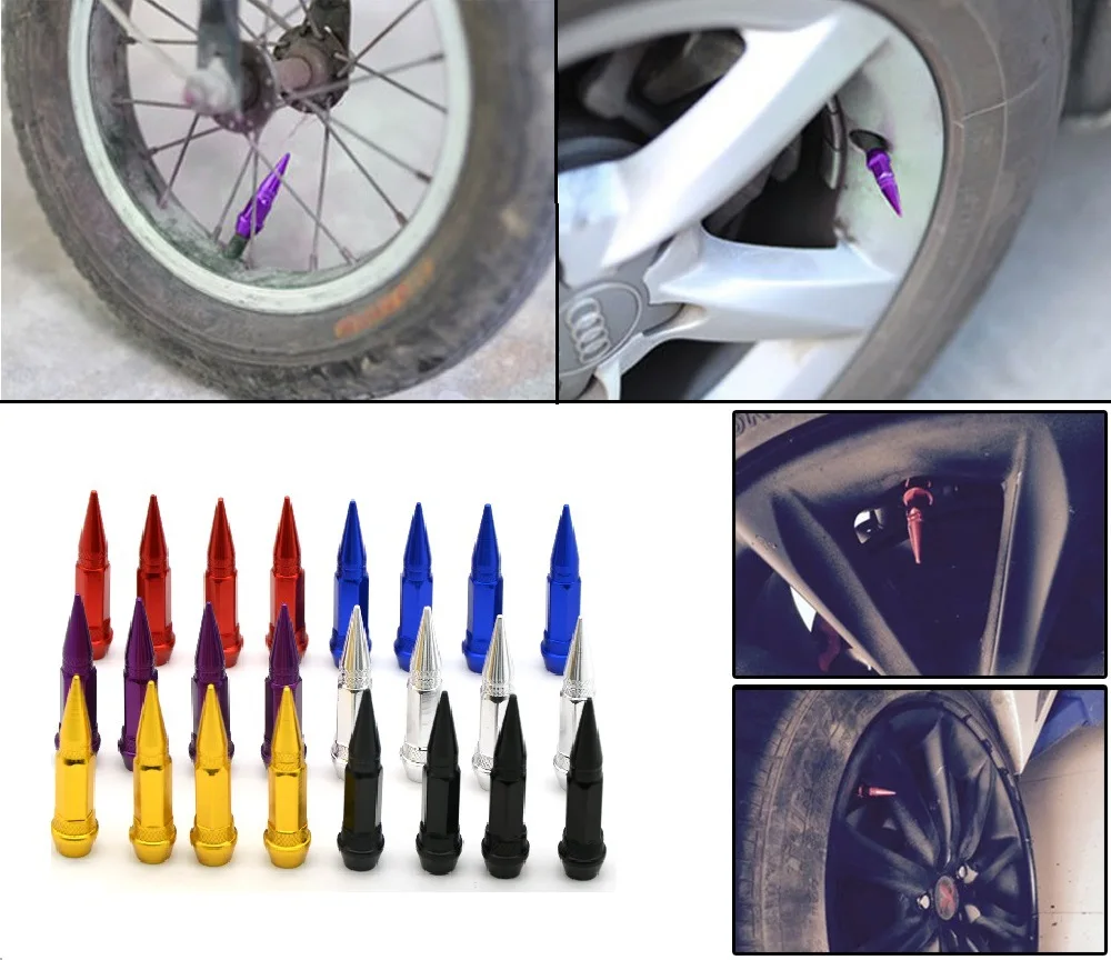 Car Tire Personality Refitting Valve Cap Pointed Bullet Valve Cap Motorcycle Bicycle Valve Cap 45mm 4 PCS Tire Fittings