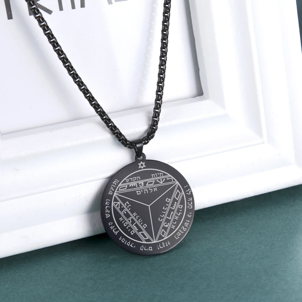 Dawapara Pentagramm von Saturn Jupiter Anhänger Halsketten Männer/Frauen Edelstahl Schmuck Schutz Amulett Schlüssel von Solomon Seal – Detail 15