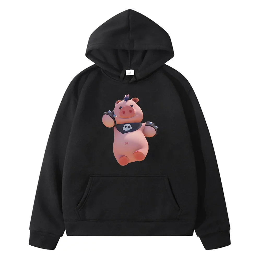 

Party Animals Pig Graphic Hoodies Causal Long Sleeve Boys and Girls Sweatshirts with Hooded Cartoon Print Children Pullovers Kid