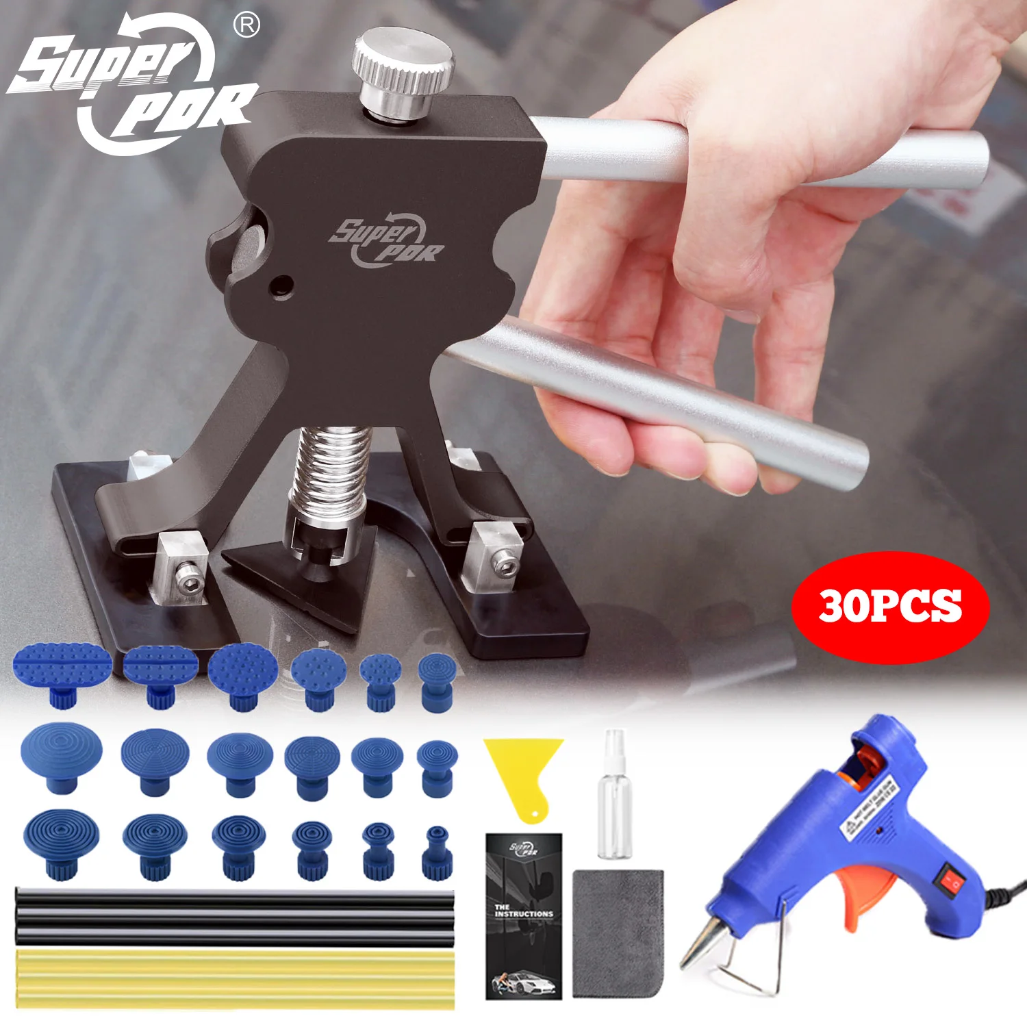 

Super PDR Регулируемый Набор Инструментов Ремонт Вмятин Профессиональный Комплект Ремонт Вмятин Без Покраски Удалитель Вмятин Кузова Клеевой Пистолет Евро Американская Вилка