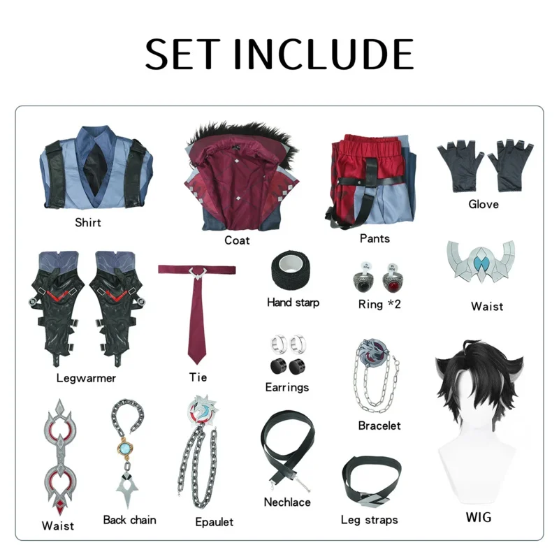 RT01 Genshin Impact Wriothesley Cosplay Costume Uniform Wig Cosplay Anime Chinese Style Halloween Costumes Men Game*Jk2