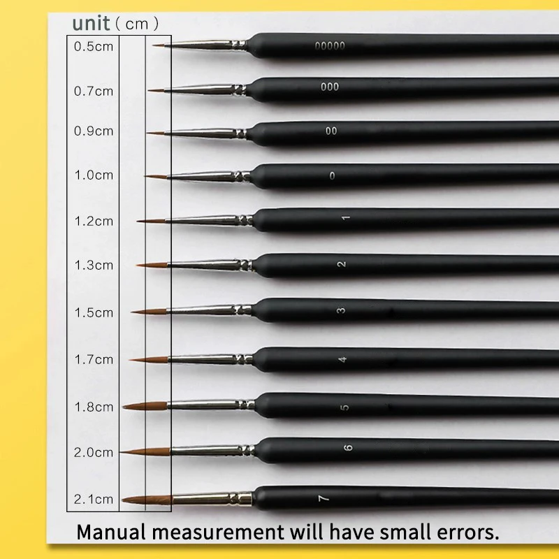 4/11 قطعة مجموعة فرشاة طلاء مصغرة المهنية النايلون عدد اللوحة فرشاة هوك خط القلم رسمت باليد اضافية غرامة فرشاة الرسم