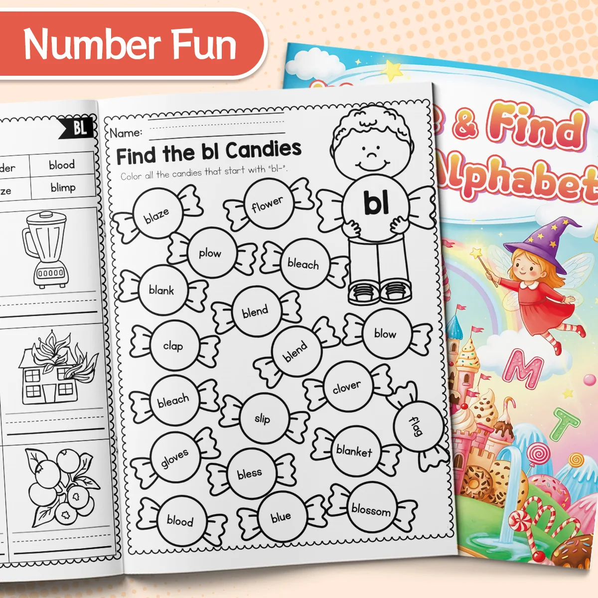 Kids English Word Coloring Book, Cute Cartoon Patterns, Preschool Early Learning Activity Book, Improve Toddler Hands-on Ability