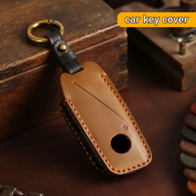 For New BMW X7 2024 Car Key Cover High End Personalized Handmade Craftsmanship Genuine Leather Keycase Modify Car Accessories