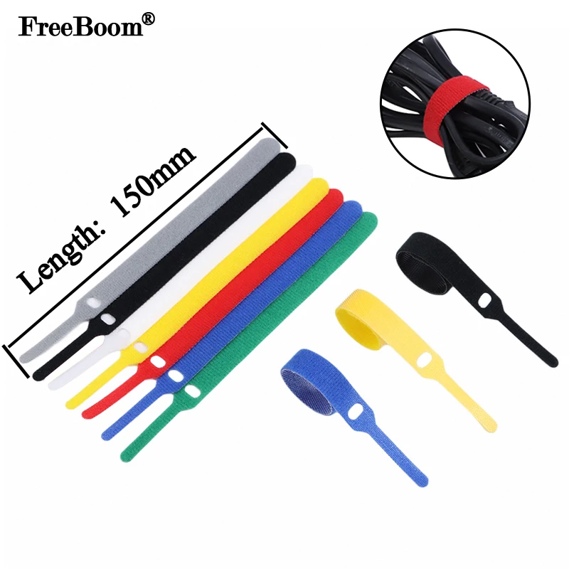 

10~1000Pcs Self-adhesive Nylon Tie Length 150mm DIY Backless Data Line Strap Colorful Magic Sticker Backpackers Hikers Line Belt