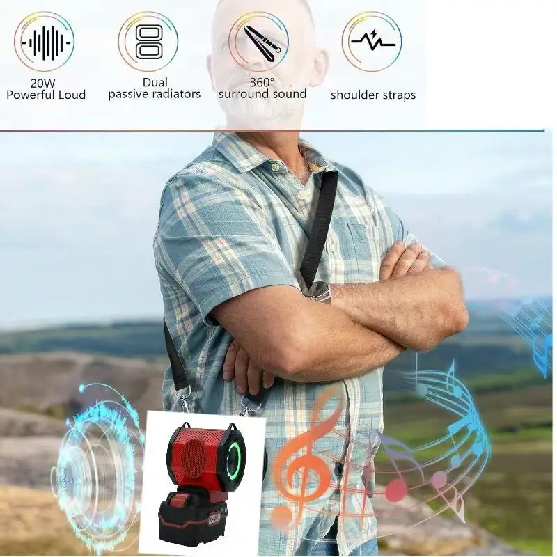 Altavoz Bluetooth Altavoz de audio inalámbrico portátil con USB TYPE-C compatible con batería de litio Lidl Parkside (sin batería)