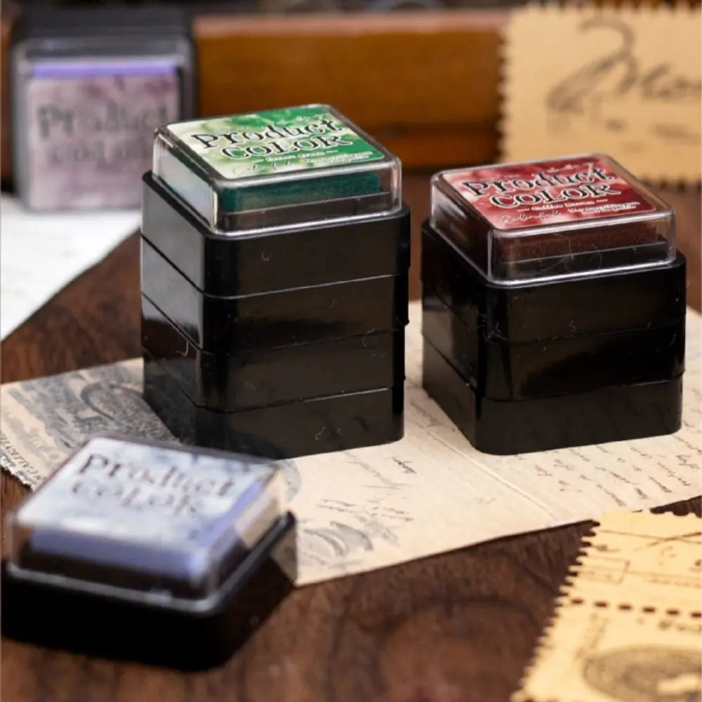 6pcs/set Fashion Flowing Color Series Ink Pad Handmade Square Self Ink Stamp Colorful Stamp Pads for Planner Stamps Scrapbook