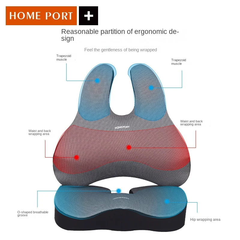 Memory Foam Seat Cushion Orthopedic Pillow Coccyx Office Chair Cushion Support Waist Back Pillow Car Seat Hip Massage Pad Sets