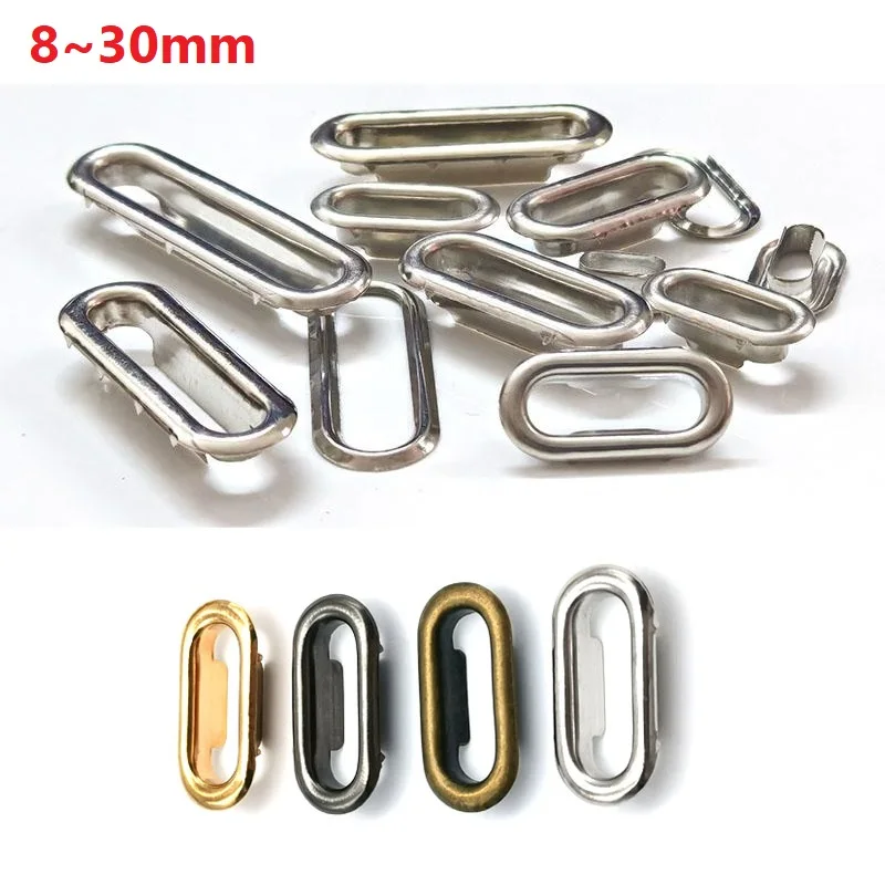 10sets Oval O Ring Eyelet Buckles Hollow Eyelets Rivets Buttons Bags Garment Shoes Buckle DIY Leather Craft Accessories