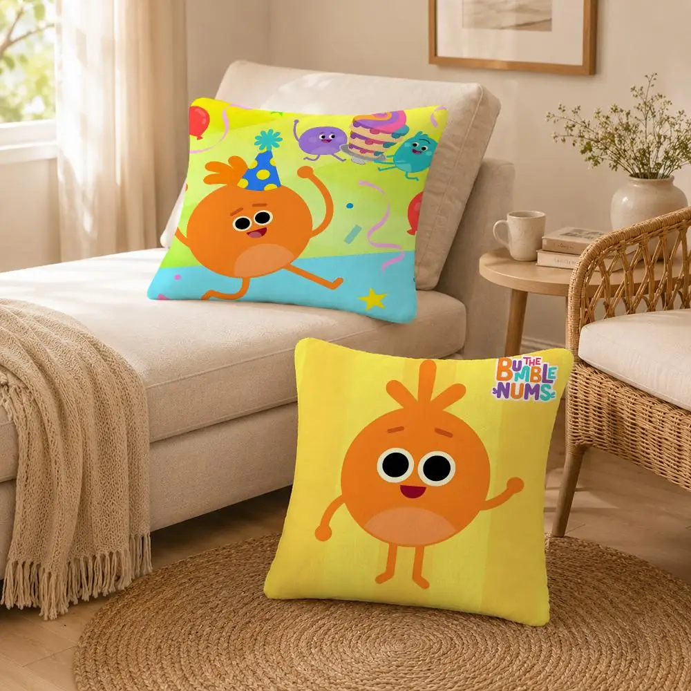 Cartoon Food Fun The Bumble Nums Cushion Cover Soft Throw Pillow Cover Washable Plush Cushion Case for Sofa Bed Living Room