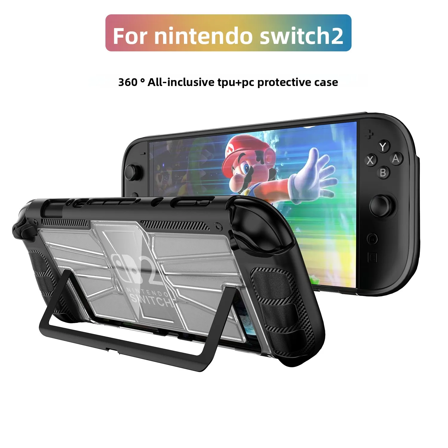 Capa protetora dockingable para console de jogos ns2, concha antiderrapante integrada com tudo incluído para nintendo switch 2 cristal