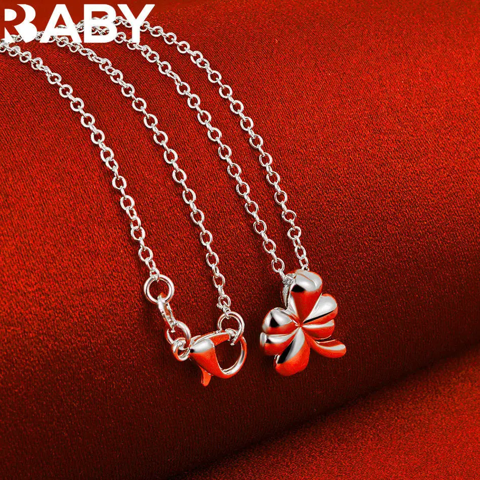 URBABY 40-75cm 925 Sterling Silver Four Leaf Clover Pendant Necklace For Women Men Anniversary Gift Popular Wild Fashion