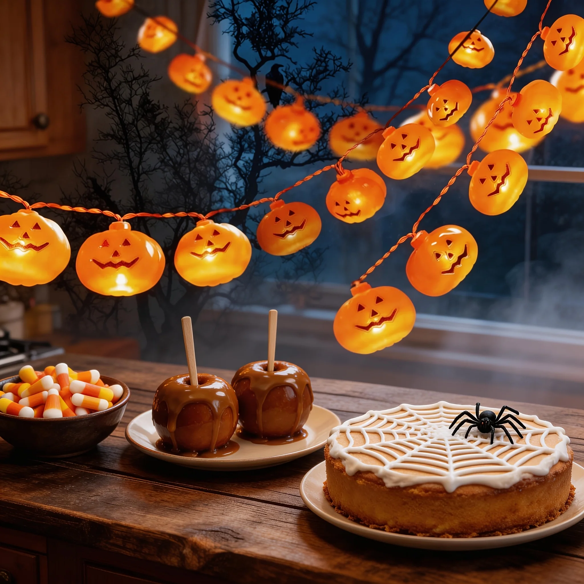 Eerie Haunted 3D Jack-O-Lantern LED String Lights, Glow Halloween Pumpkin Fairy Lights for Graveyard Haunted House Party Decor