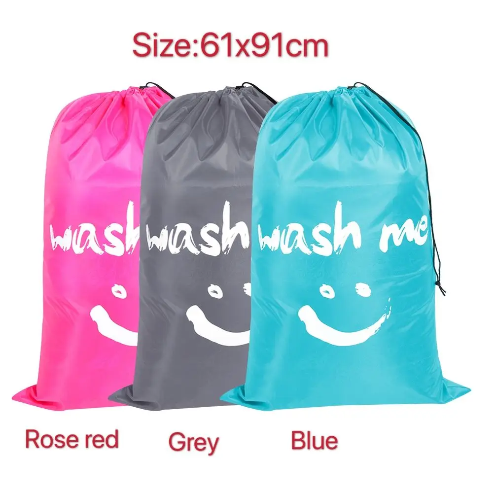 Nylon Laundry Bag Wash Me Travel Storage Pouch Machine Washable Dirty Clothes Organizer Wash Drawstring Bag