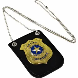 PESENAR   Halloween Military Police Environmental Protection Alloy Gold Police Badge Necklace Without Card Buckle