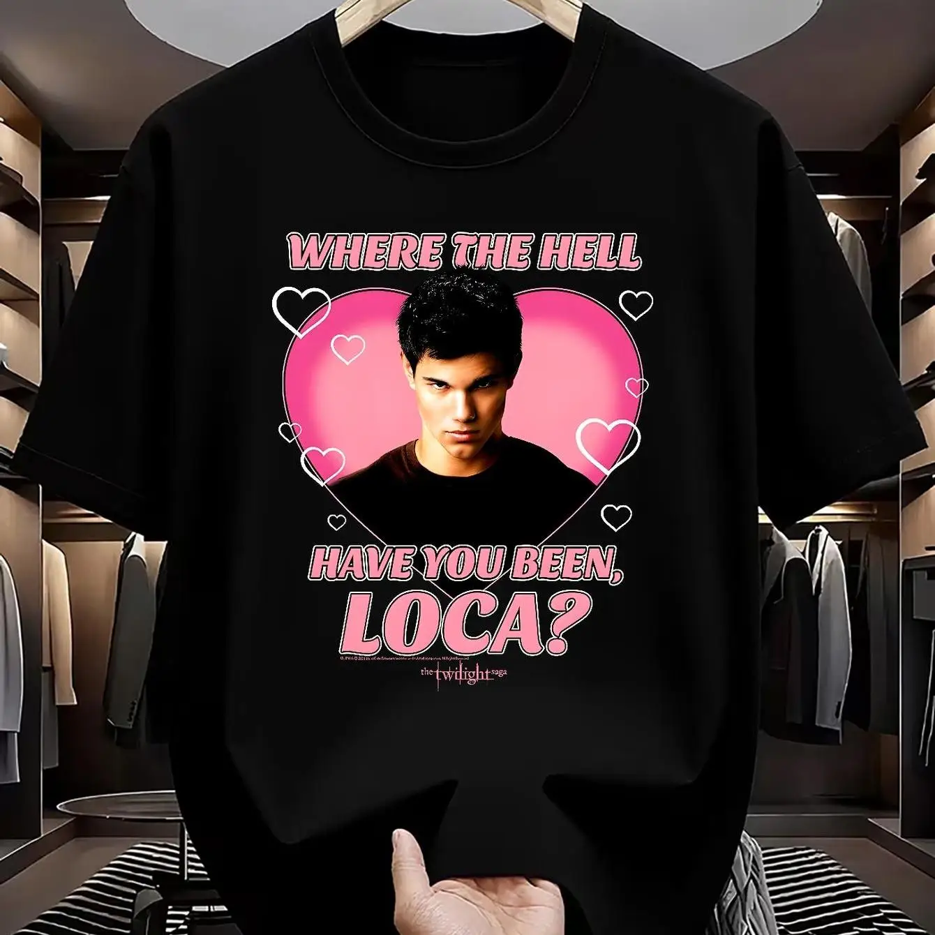 ¡Vintage! Camiseta con estampado de meme de Twilight Jacob Where The Hell Have You Been Loca para hombre, material cómodo unisex, uso diario