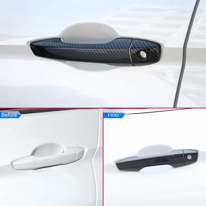 

For 2018-2025 Mitsubishi Eclipse Cross w/o Keyless Carbon Fiber Car Door Handle Strip Cover Trim Protector Accessories