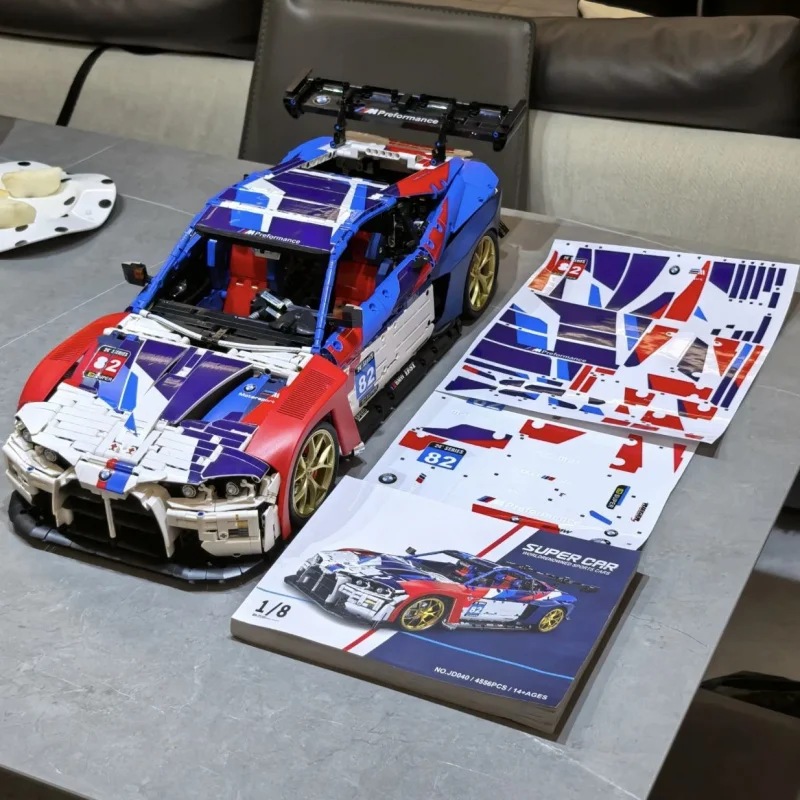 JD040 Technology Racing BMWM4Sports Car Boys High Difficulty Assembly Mechanical Set Building Block Toy Gift