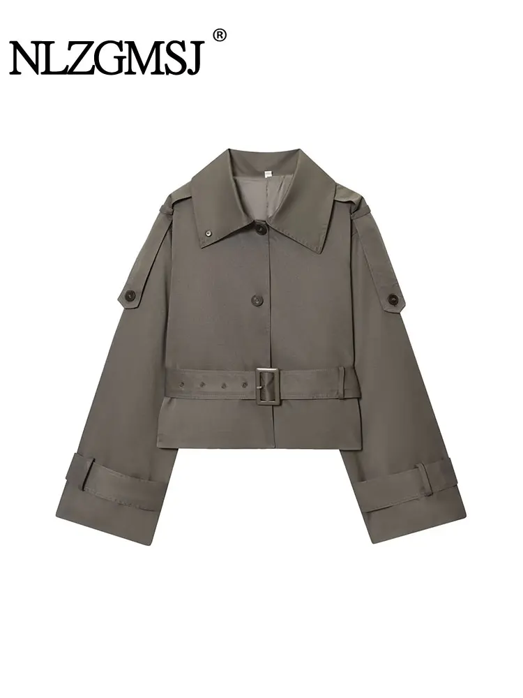 

NLZGMSJ женские осенние новые повседневные женские короткие ветровки 2021, прямые уличные пальто на пуговицах, модные винтажные Mujer Тренч
