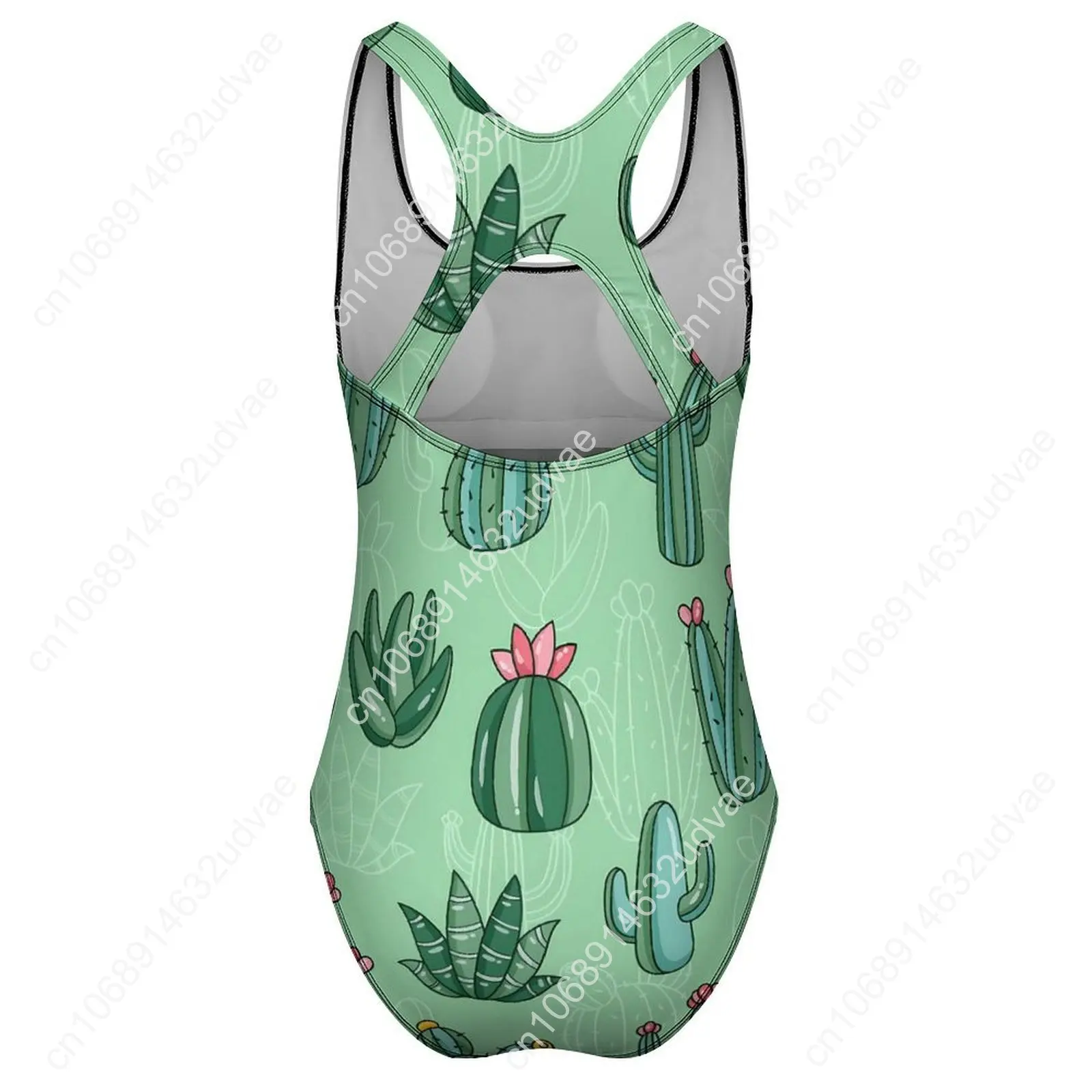 Traje de baño lindo de Cactus, traje de baño Sexy con estampado Floral rosa para mujer, trajes de baño de una pieza a la moda, trajes de baño de corte alto con realce para vacaciones Rave