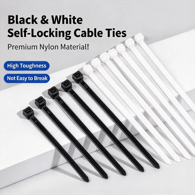 50pcs Nylon Zip Tie Self Locking Rope Zip Tie Adjustable Cable Fastening Zip Ties Fixed Home Office Wires