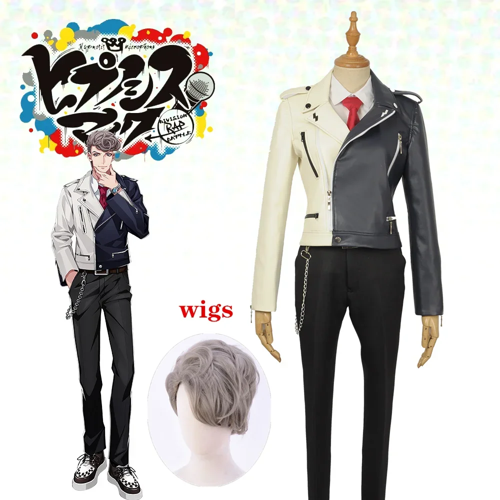 

Division Rap Battle Heaven Hell Cosplay Costume Hypnosis Mic Amaguni Hitoya White Uniform Suit for Men Women Halloween Carnival