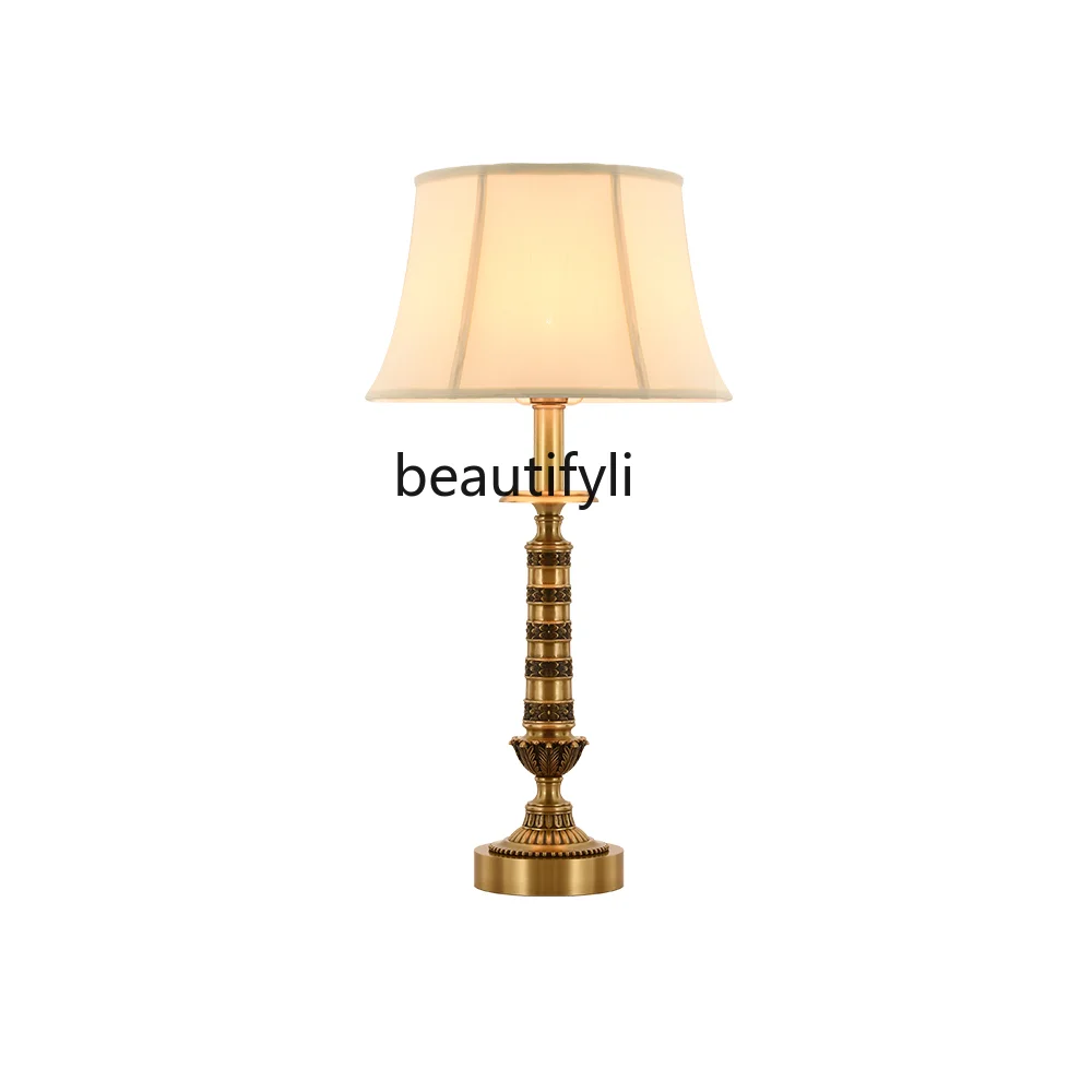 

yj French Style Copper High-End Table Lamp European Style Pure Copper Luxury Elegant Angel Dewaxing Copper Bedside Lamp