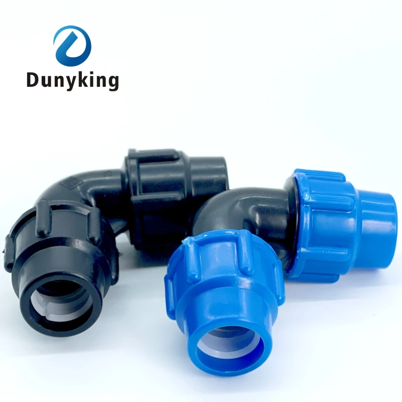 Fast Joint Elbow Plastic PE Pipe Fittings Blue Cap Fast Joint 16mm 20mm 25mm 32mm 40mm 50mm 63mm Tap Water Irrigation