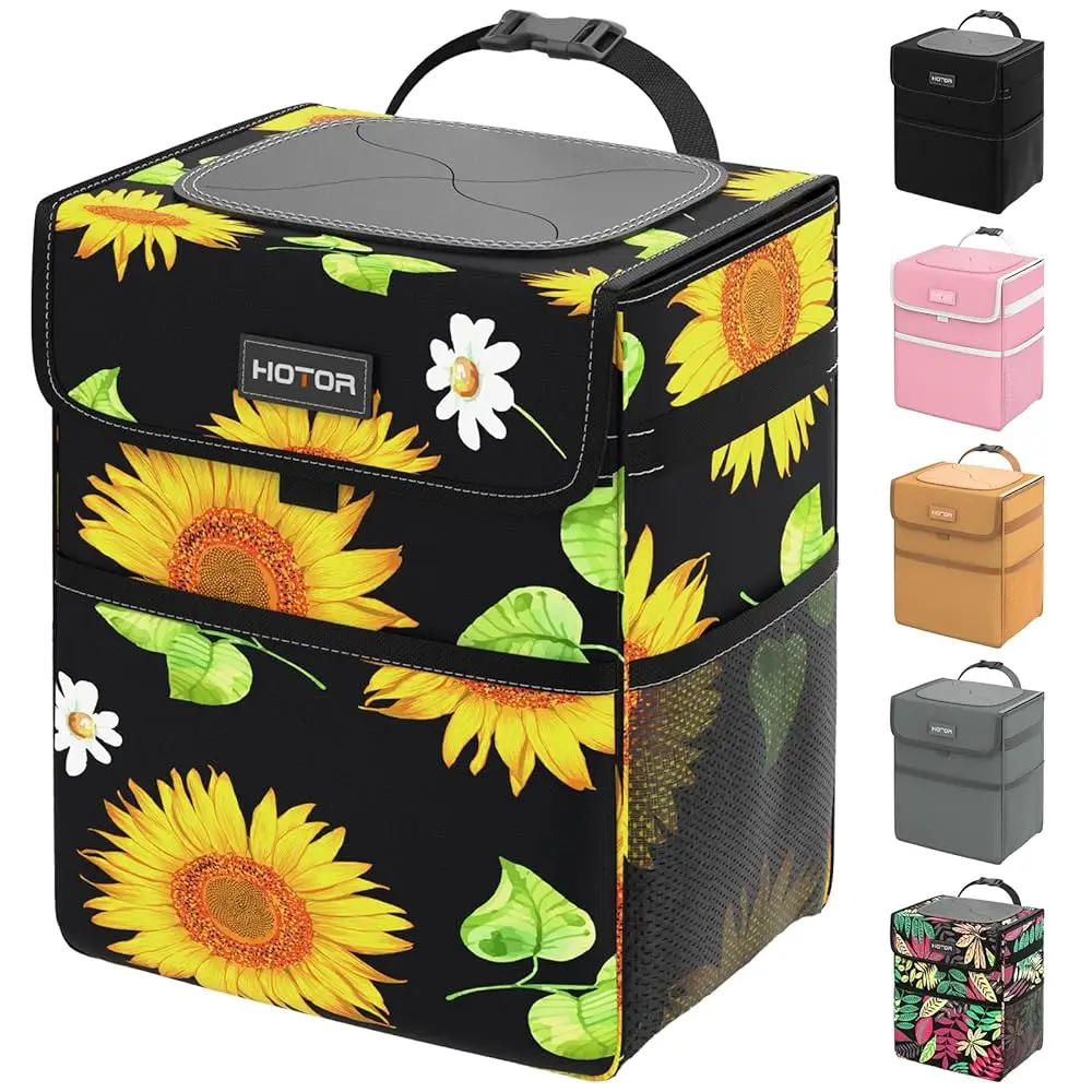 

Car Trash Can - Leakproof, Collapsible, 2 Gallon Capacity, Polyester Material, Sunflower Color, Fits Sedans, SUVs, Trucks