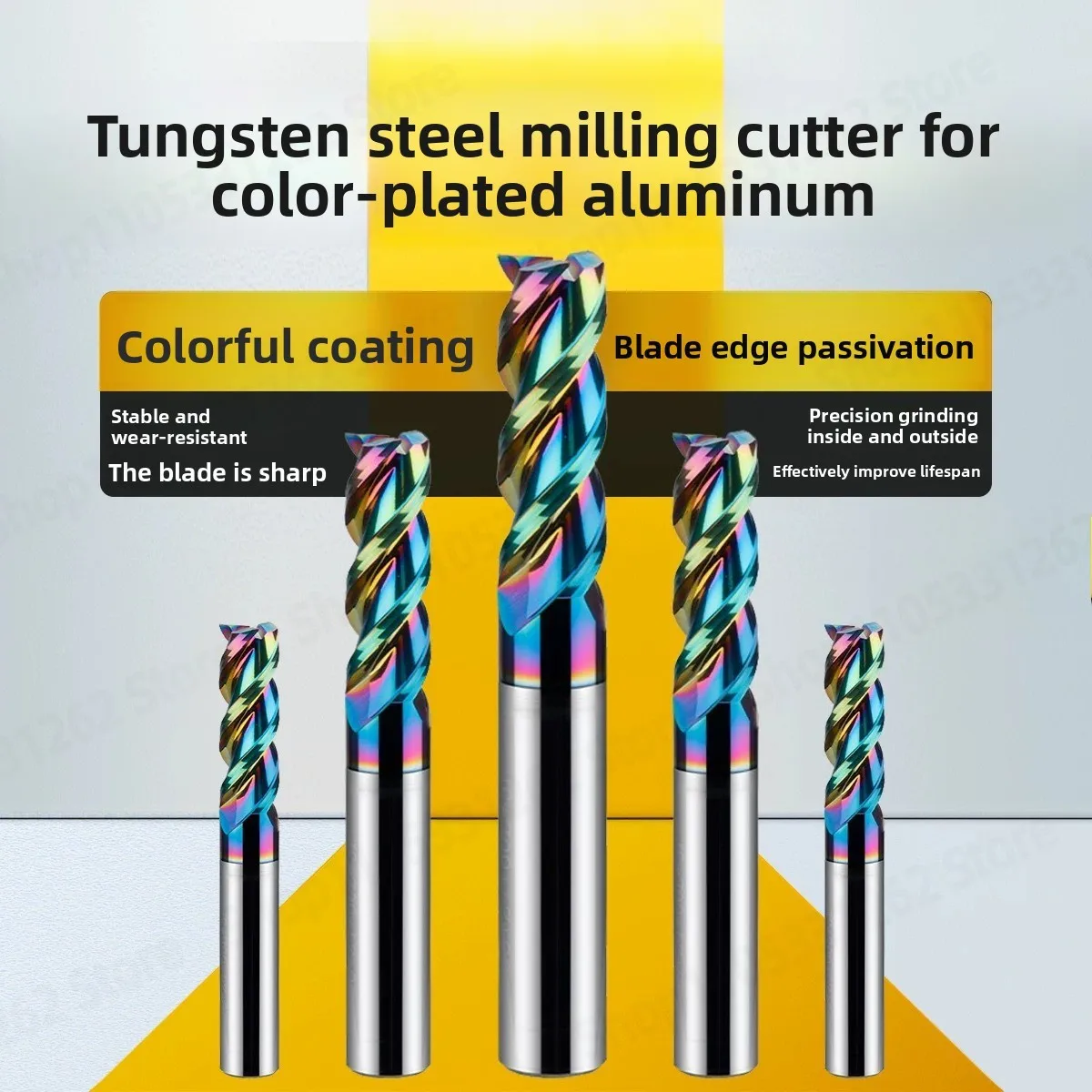 Solid Carbide Flat End Mill Coated for Aluminum CNC Router Bit Long Reach Square End Mill