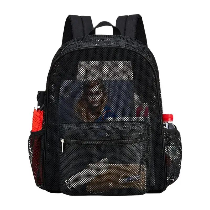 Mesh Backpacks Lightweight Backpack For Beach See Through College Student Backpack Semi-Transparent Comfortable College Backpack