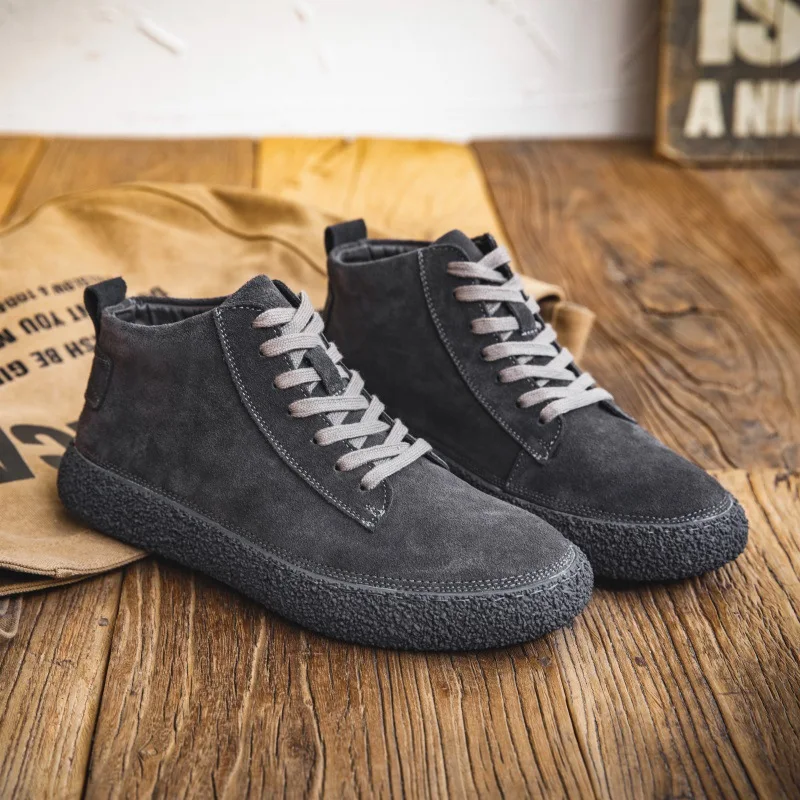 Sapatos britânicos de trabalho retrô masculino, novo sapato de tábua alta, couro genuíno, sola grossa, fosco, casual, luxuoso quente, inverno, 2023