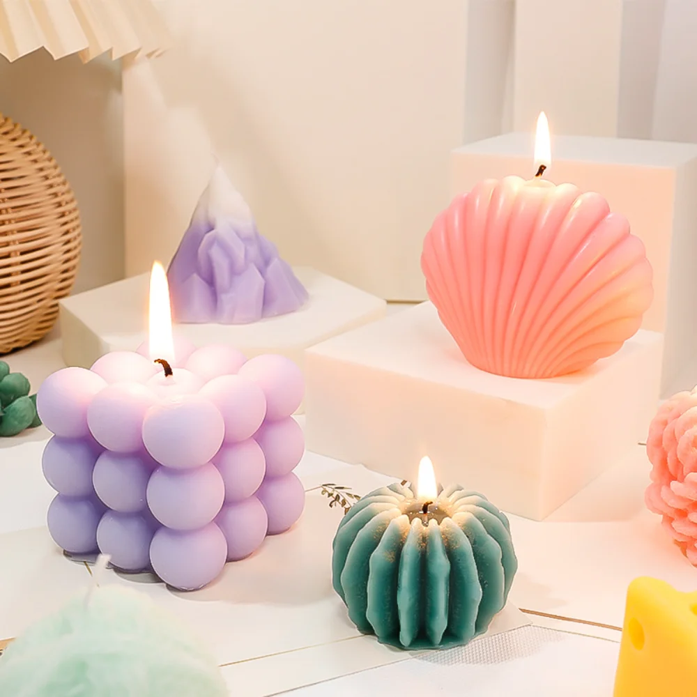 DIY Shell Candle Mold Aromatherapy Candle Plaster Mold 3D Marine Shell Silicone Scallop Soap Mold Handmade Home Craft Decoration