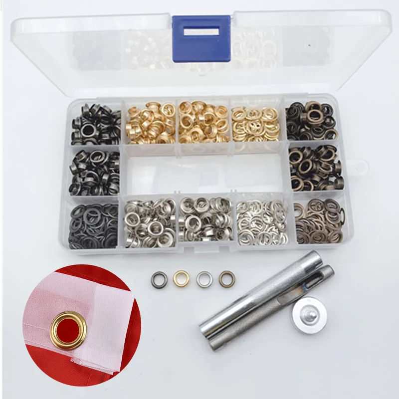 Ein Satz von 100/200400 Luftlöchern mit einem Innendurchmesser von 6 mm und einem Einbausatz, geeignet für die Installation von Schnallen auf Kleidung a