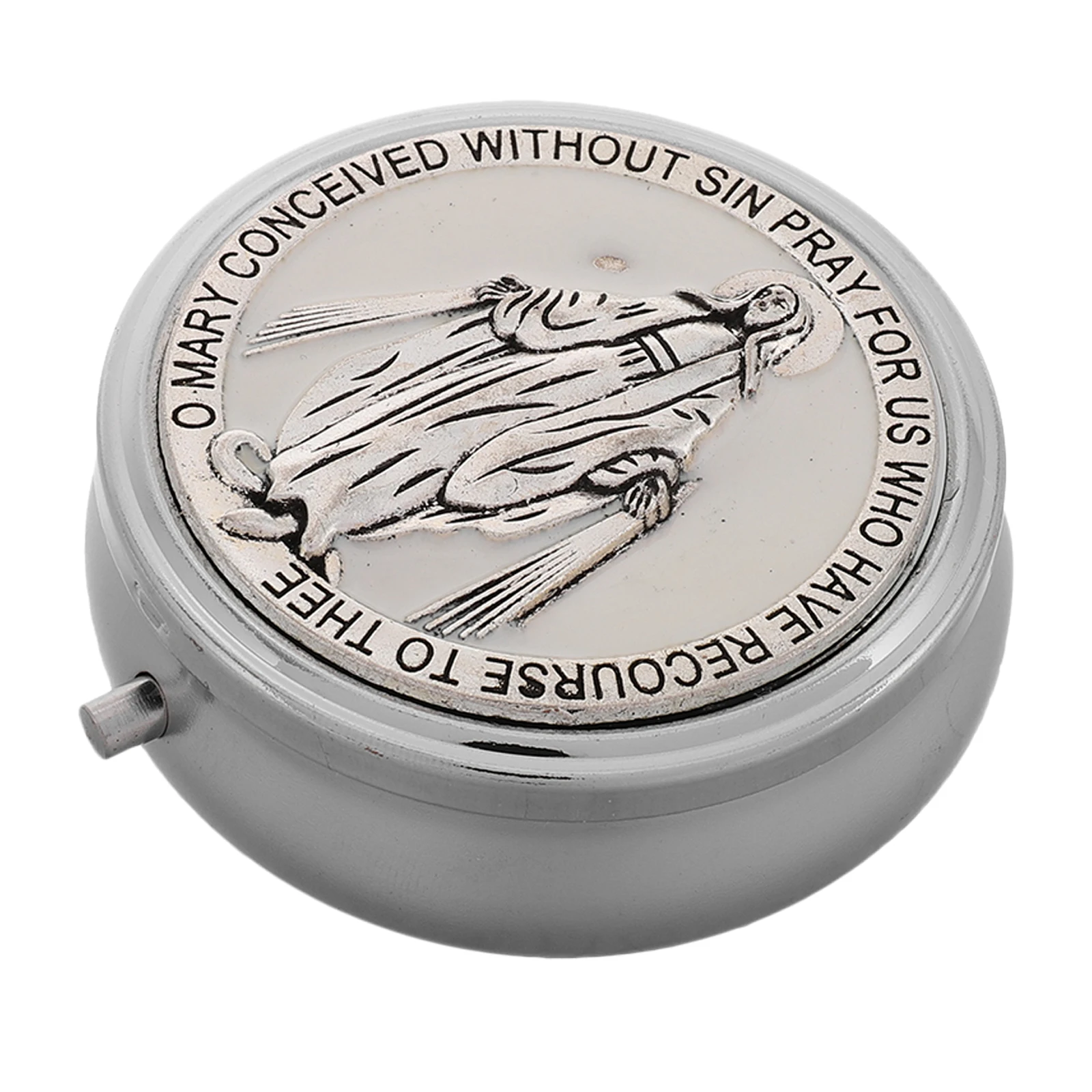 

Jewelry Box Catholic Organizer Religious Metal Christian Rosary Case Holder Small Keepsake Storage Elegant Design Durability