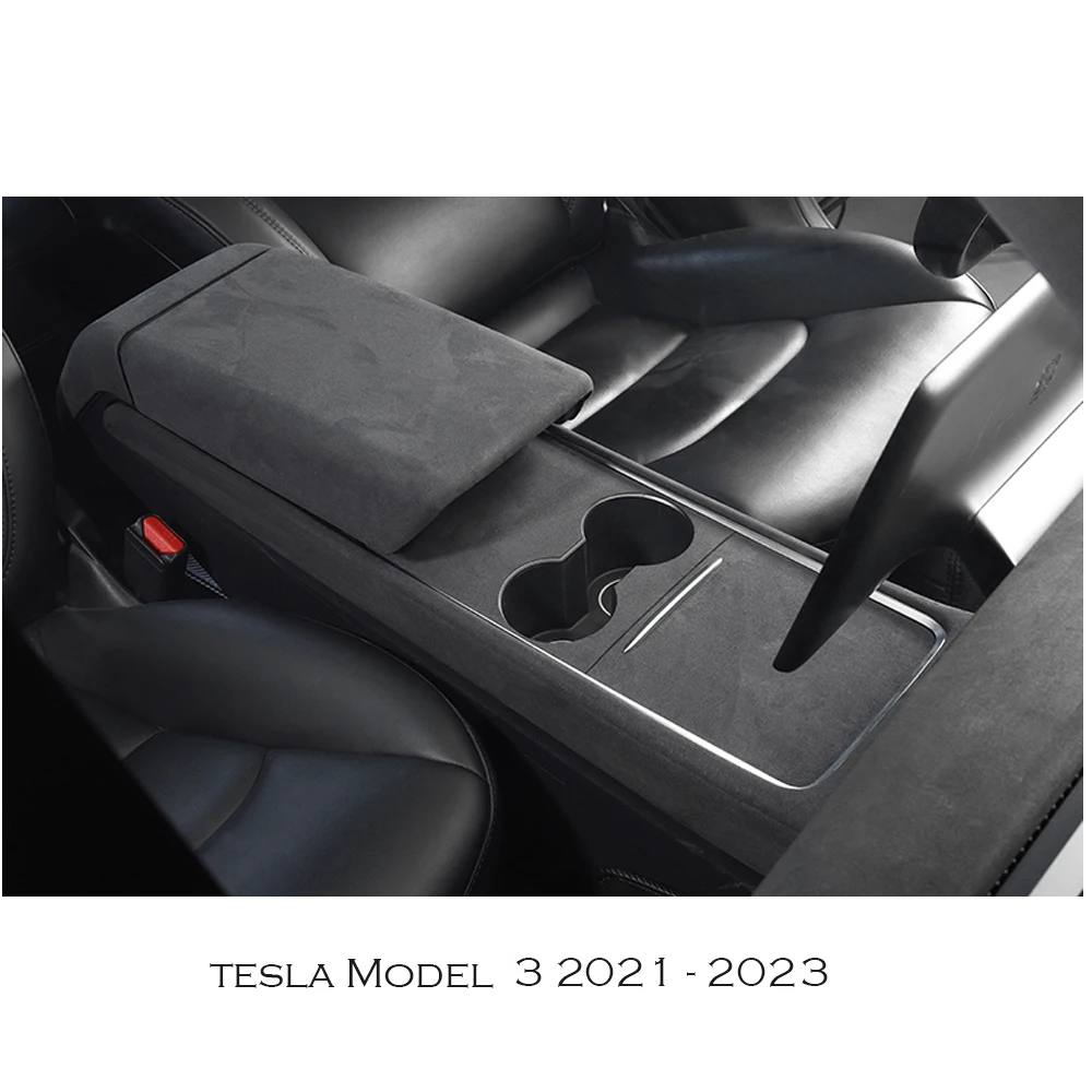 

For Tesla Model 3 2021-2023.10 Interior Decor Modify Center Console Suede Fabrics Wrap kit Armrest /Rear Airco Seatback Cover