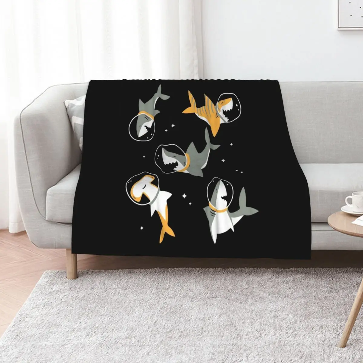 

Sharks in Space Throw Blanket Multi-Purpose For Sofa Thin sofa bed Softest Blankets