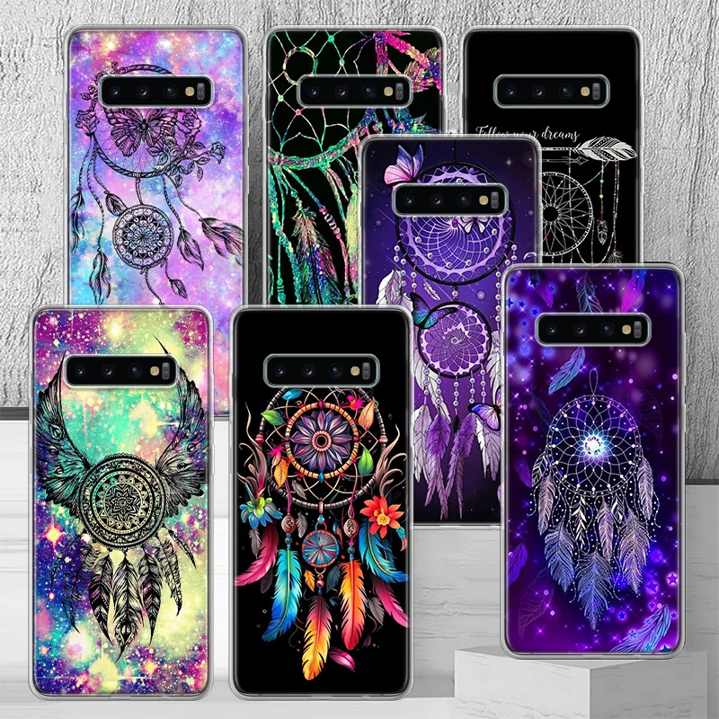 Retro Feather Dreamcatcher Phone Case Shell For Samsung Galaxy S24 S23 S22 Ultra S21 Plus S20 FE S10 S10E S9 S8 + Cover Capa Fun