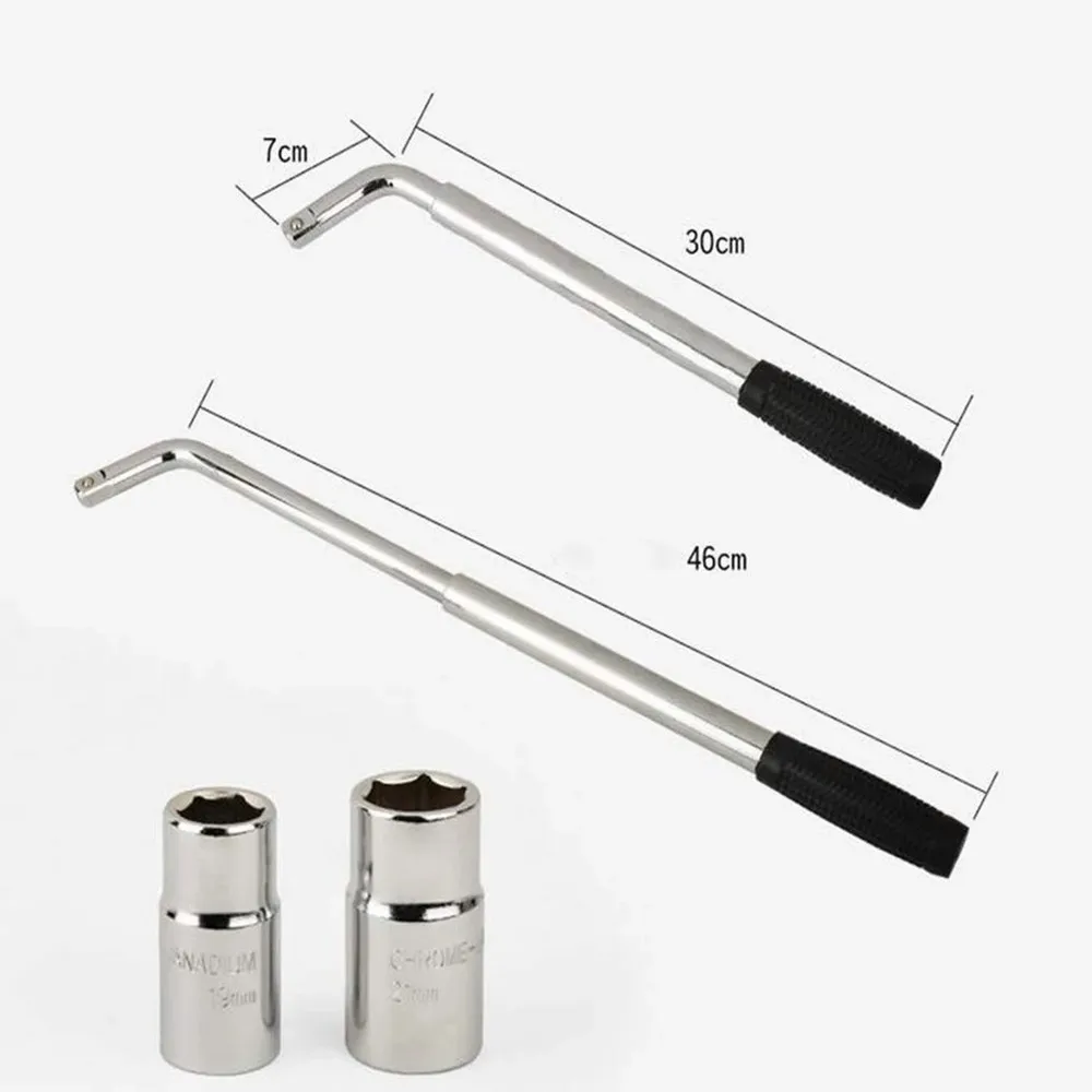 Imagem -05 - Chave de Pneu Profissional em Forma de l com Soquete Conjunto de Chave de Roda de Carro Resistente Chave Telescópica de Aço Portátil Ferramenta Manual para Casa