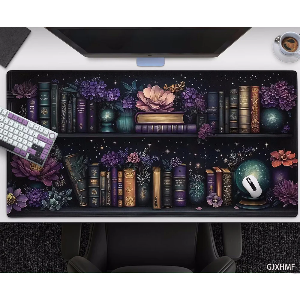 Tradescantia Purple - Witchy Purple Bookshelf Desk Mat,Celestial Floral