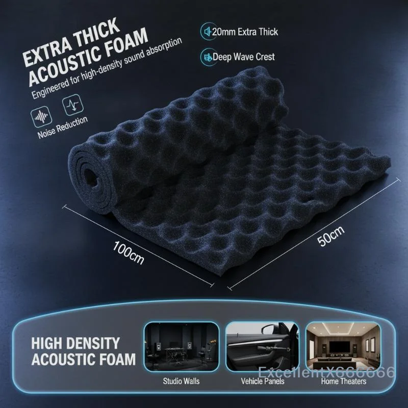 2cm Self-Adhesive High-Density Acoustic Foam Roll Soundproof Wall Mat for Rehearsal Room Use