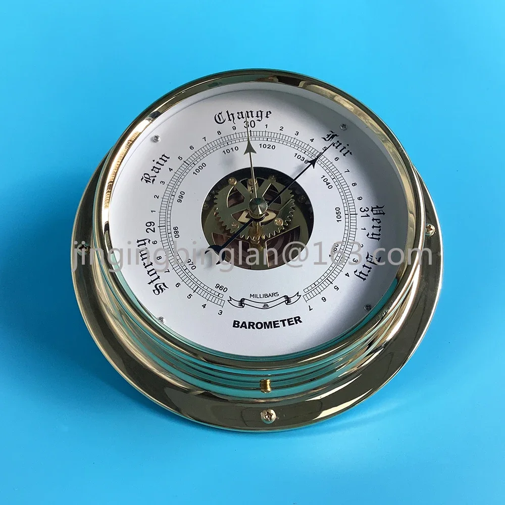 Marine barometer Wall-mounted atmospheric pressure gauge Liquid-free copper shell Nautical 370246