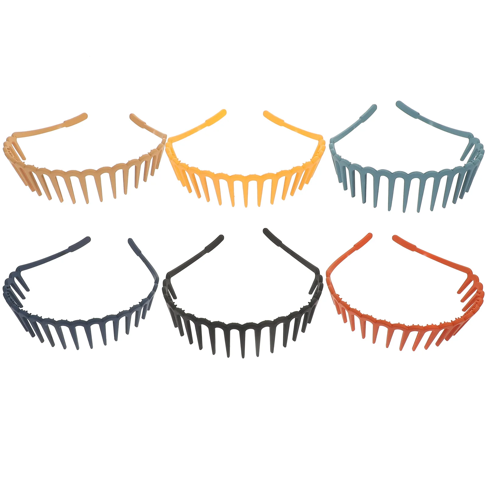 

6 Pcs Frosted Headbands Plastic Hair Bands Girls Accessories Wide Teeth Colorful Fixing Everyday Use Party Wedding Gifts