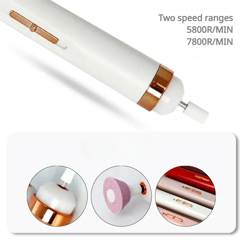 Mini Electric Portable Nail Grinder Nail Polishing Machine with Light Electric Manicure Art Pen Tools with Bag for Gel Removing