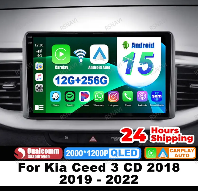 

Автомобильный радиоприемник Android 15 для Kia Ceed 3 CD 2018 2019-2022 Головное устройство Беспроводной Carplay Auto 2DIN Мультимедийный 4G LTE BT Viedo Player