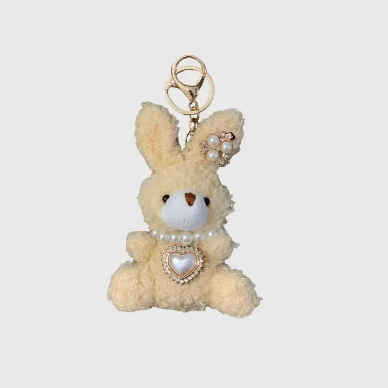 Sweet Cartoon Plush Collection: Long-eared Rabbit Stuffed Keyring for Females, Y2K Backpack Pendant and Phone Charm Gift