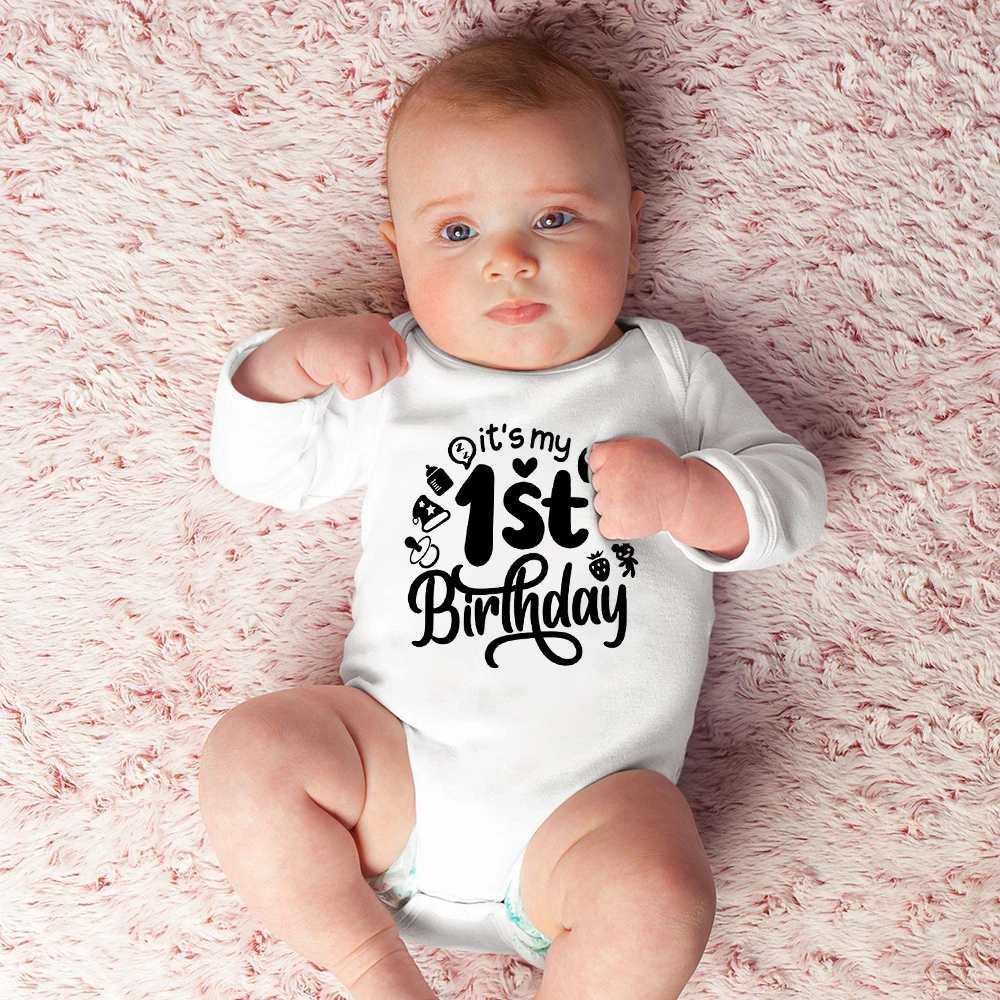 My First Birthday Bodysuits Body Baby Clothes Kids Playsuit Birthday Party Gift Boys Girls Romper Infant Winter Fashion Jumpsuit