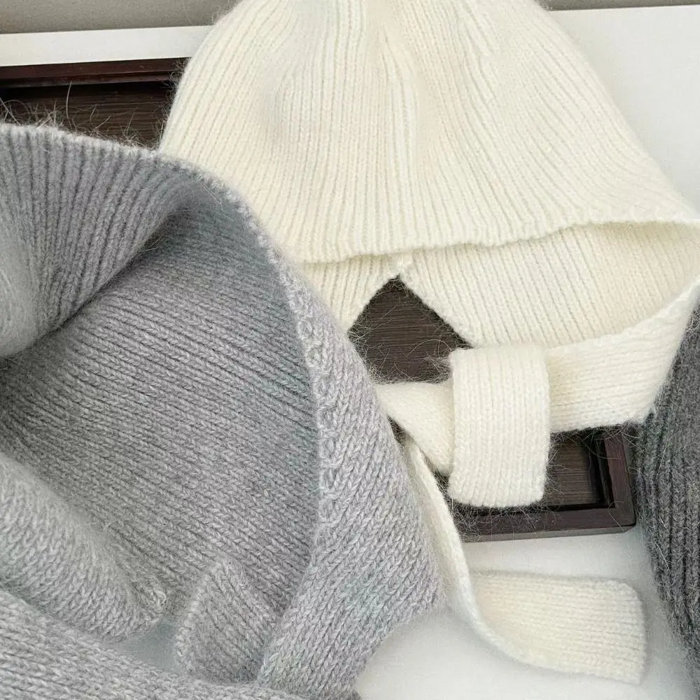New Ear Flaps Knitted Hat Keep Warm Breathable Winter Beanie Cap Cold Protection Solid Color Ear Protection Hat for Women