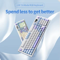 Langtu L98 Membrane Mute Keyboard Wireless 3mode Multifunctional Knob With Display Screen Laptop Office Customized Game Keyboard