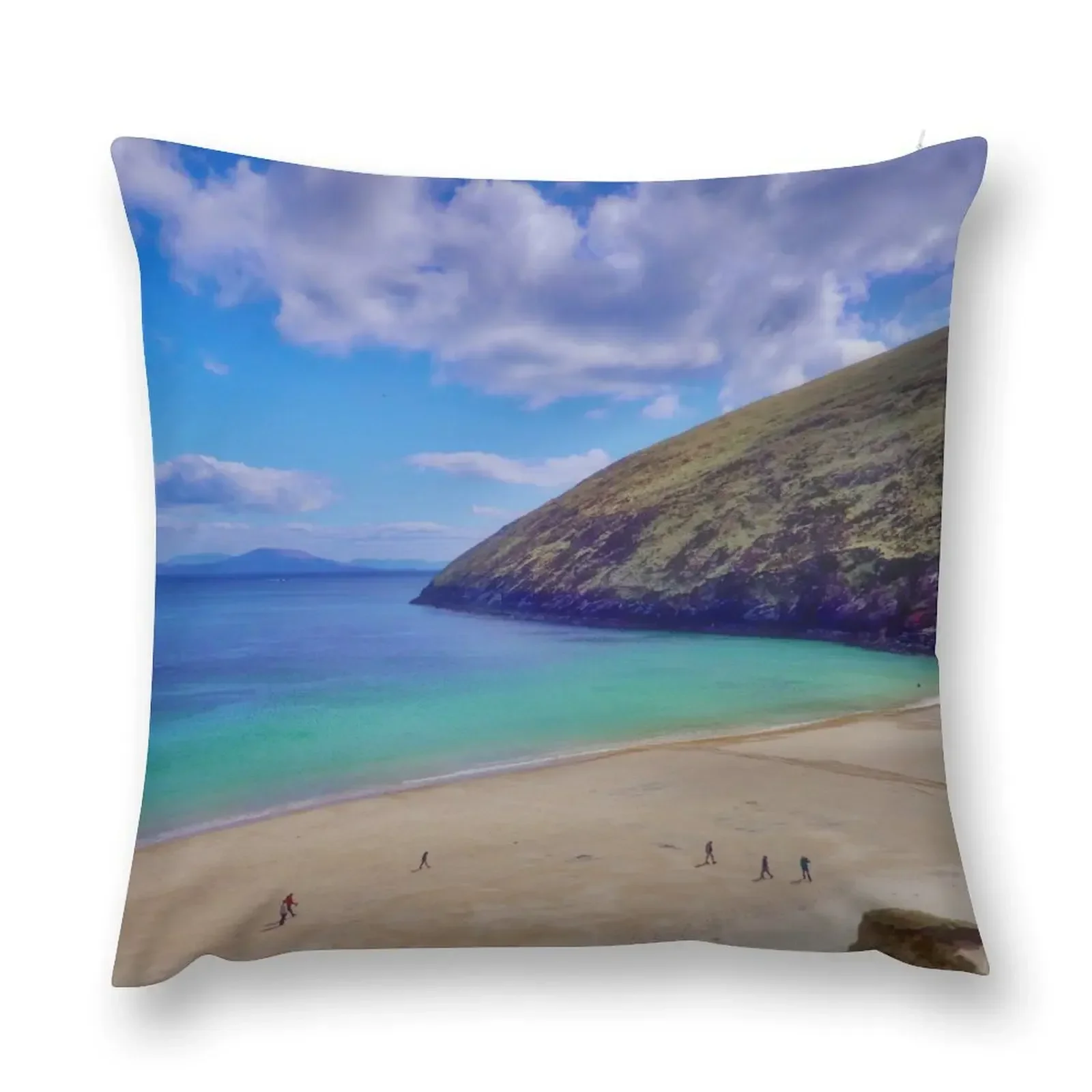 

Walkers On Keem Beach, Achill Island Feted By The Green Atlantic Ocean. Throw Pillow Bed pillowcases Sofa Covers pillow